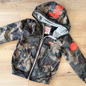 Levi's Green Camouflage Windbreaker Jacket with Orange Accents
